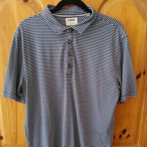 Linksoul Men’s Golf Polo Shirt Short Sleeve Striped Tempus Fugit Size Large EUC
